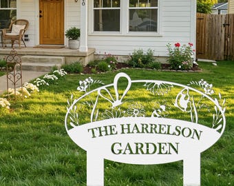 Letrero de metal personalizado para jardín, decoración de patio con nombre familiar personalizado, letrero de dirección de granja