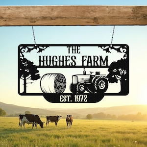 Custom Metal Tractor Farm Sign: Personalized Ranch Decor