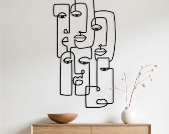 Arte mural de metal de Picasso: rostros abstractos, decoración moderna para el hogar