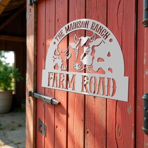 Custom Farm Metal Sign, Personalized Metal Barn Sign, Highland Cow Decor, Farmer Gift, Farmhouse Decor, Gift For Dad, Father&#39;s Day Gift
