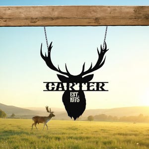 Custom Deer Head Metal Sign, Personalized Farm Sign, Metal Farm Decor, Custom Wall Decor, Farm Name Sign, Outdoor Metal Sign, Wall Hanging