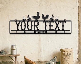 Letrero metálico para gallinero, letrero con nombre personalizado, arte mural metálico para marca de ganado, letrero para granja, letrero personalizado con nombre de rancho, regalo personalizado para el Día del Padre