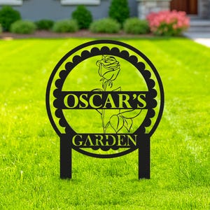 Custom Rose Garden Sign, Personalized Metal Garden Decor, Custom Garden Name Sign, Outdoor Yard Sign, Garden Stakes, Metal Yard Art