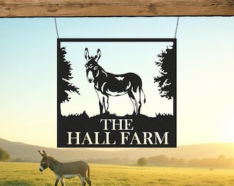 Letrero metálico personalizado de granja de burros: decoración de granero personalizada