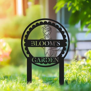 Custom Metal Garden Decor, Personalized Rose Garden Sign, Metal Yard Art, Custom Garden Name Sign, Mother’s Day Gift, Outdoor Yard Sign