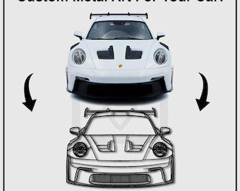 Arte de pared metálico para coche personalizado, letrero con silueta de vehículo personalizado