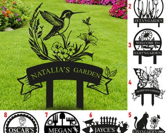 Paletto da giardino in metallo personalizzato, Segnaletica da giardino, Paletto in metallo per ogni giardino, Regalo personalizzato, Cartello con il nome del giardiniere, Cartello da giardino per la mamma, Decorazione per esterni