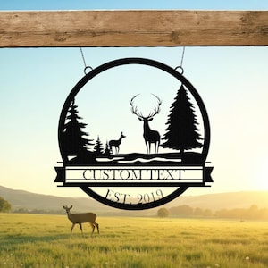 Custom Metal Deer Farm Sign: Personalized Ranch Decor