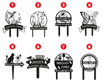 Estaca de jardín de metal personalizada, marcador de jardín, estaca de jardín de metal, regalo personalizado, letrero con el nombre del jardinero, letrero de jardín para mamá, decoración de exterior para el jardín