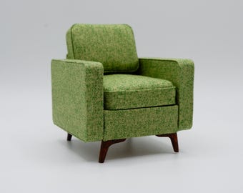 Miniature Armchair KIT - 1:12 Dollhouse Club Chair DIY Kit