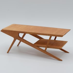 Miniature Coffee Table Kit - 1:12 Wooden Midcentury Modern Table Kit