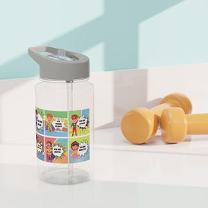 Superhero Water Bottle for Kids | Tritan, BPA-Free & Leak-Proof | Motivational Affirmations | School Bottle | Sports Drinking Bottle