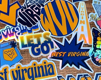 West Virginia Mountaineers 4-Inch State Shape Vinyl Decal Sticker