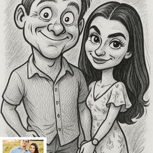 Funny Caricature from Photo - Custom Digital Portrait Gift - Personalized Cartoon Drawing - Couple, Family, Pet, Friends - Instant Download