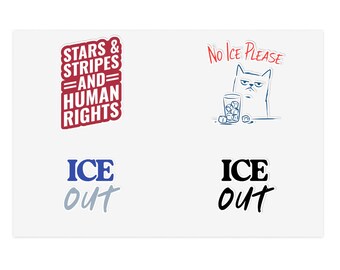 Hoja de pegatinas de derechos humanos / Sin hielo - Pegatinas ICE OUT