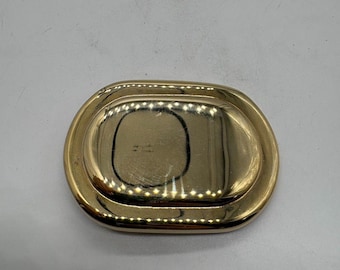 Vintage Motion East Gold Tone Oval Interchangable Solid Belt Buckle 2\
