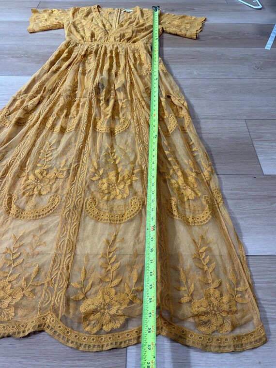 Socialite Women's Yellow Lace Maxi Dress V-neck Flutter Sleeve Size Medium  - Etsy Israel
