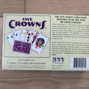 Vintage Five Crowns Five Suited Rummy Style Family Card Game Ages 8-Adult image 5