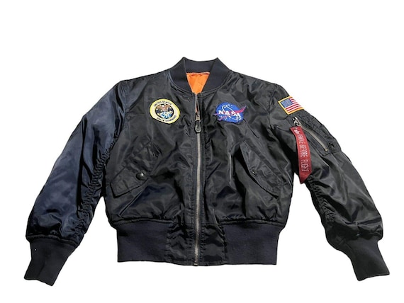 Alpha Industries Ma-1 NASA Apollo Blue Flight Bomber Jacket Youth