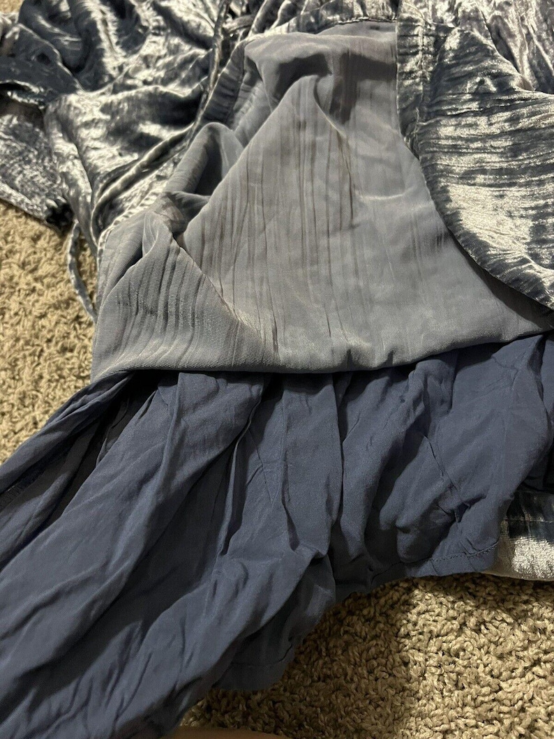 Anthropologie Blue Velour Longsleeve Dress Sz8 Boho Western Vibes Crunched Wrist image 5
