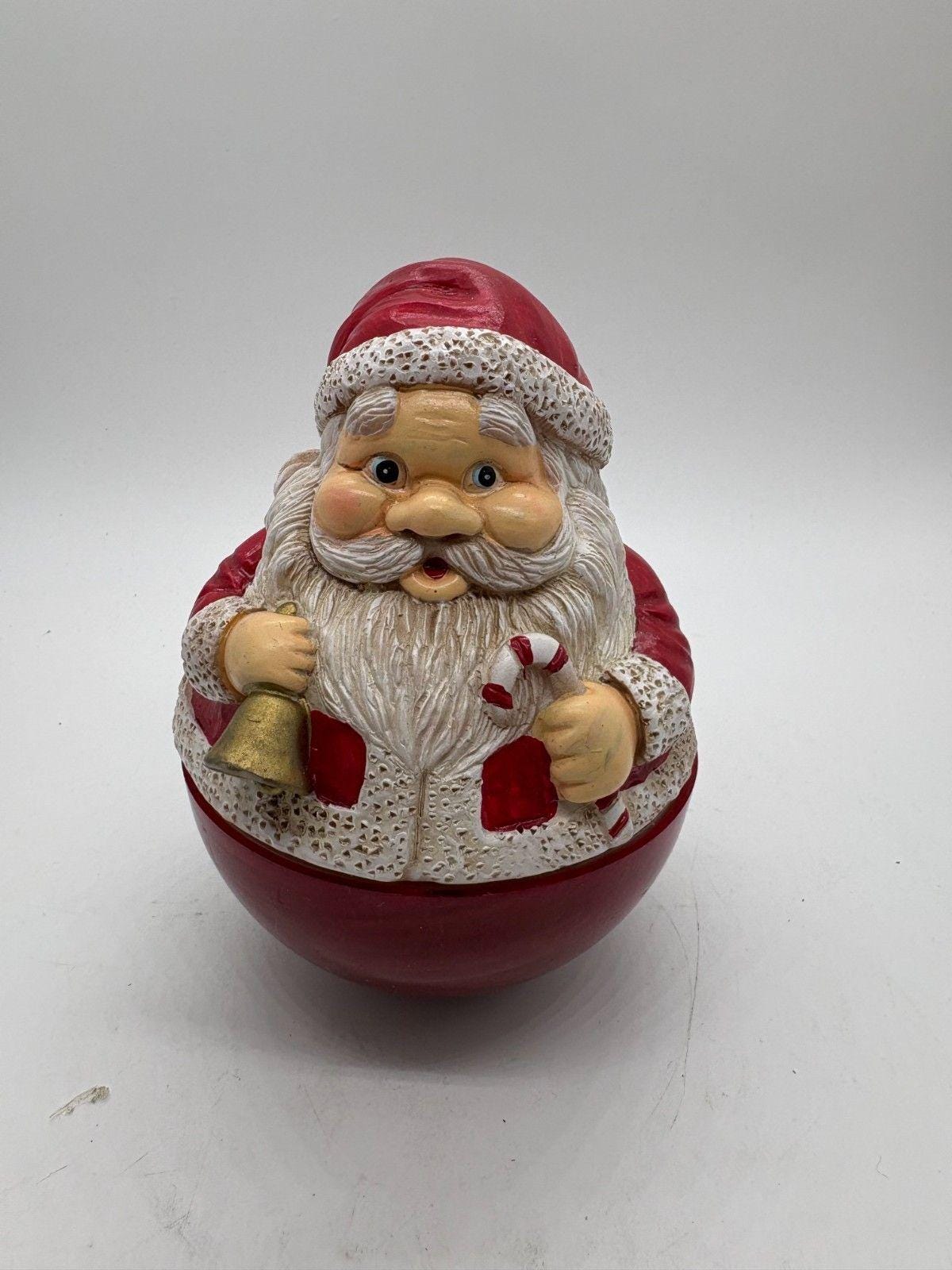 VTG Roly Poly Santa Music Box Wobbly Plays It's A Small World