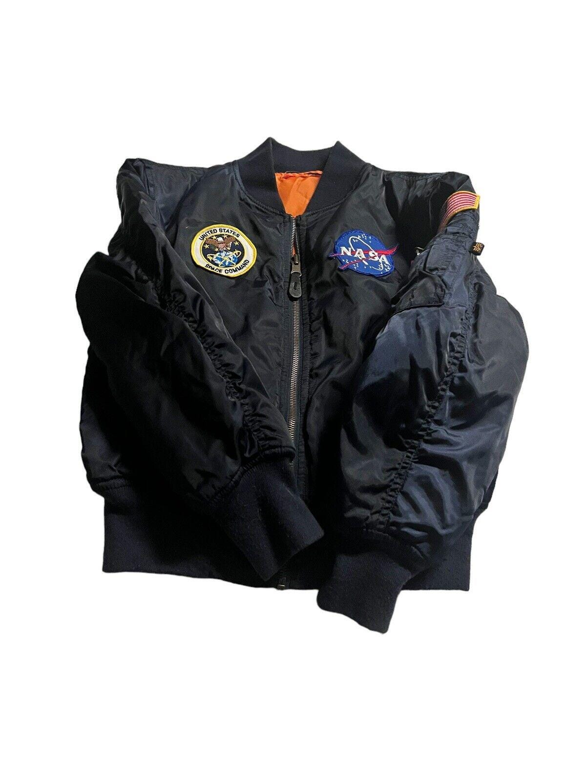 Alpha Industries Ma-1 NASA Apollo Blue Flight Bomber Jacket Youth