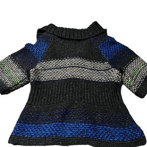 Sweter kardigan Free People z dekoltem w serek, szaro-niebieski, limonkowy, w paski, rozmiar XS zdjęcie 9