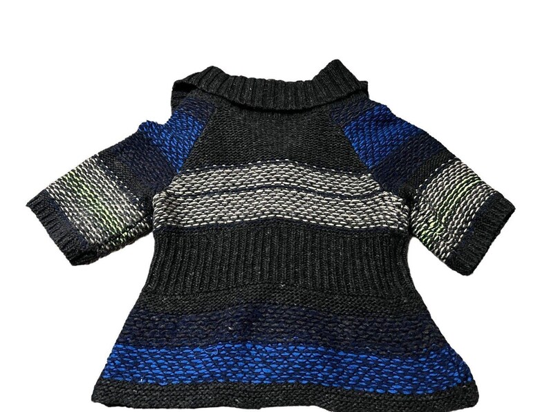 Sweter kardigan Free People z dekoltem w serek, szaro-niebieski, limonkowy, w paski, rozmiar XS zdjęcie 9