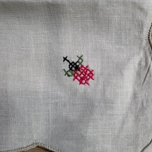 SET of 10 Vintage 100% Cotton Napkins Ladybug Cross Stitch Edge 16" x 16" image 3