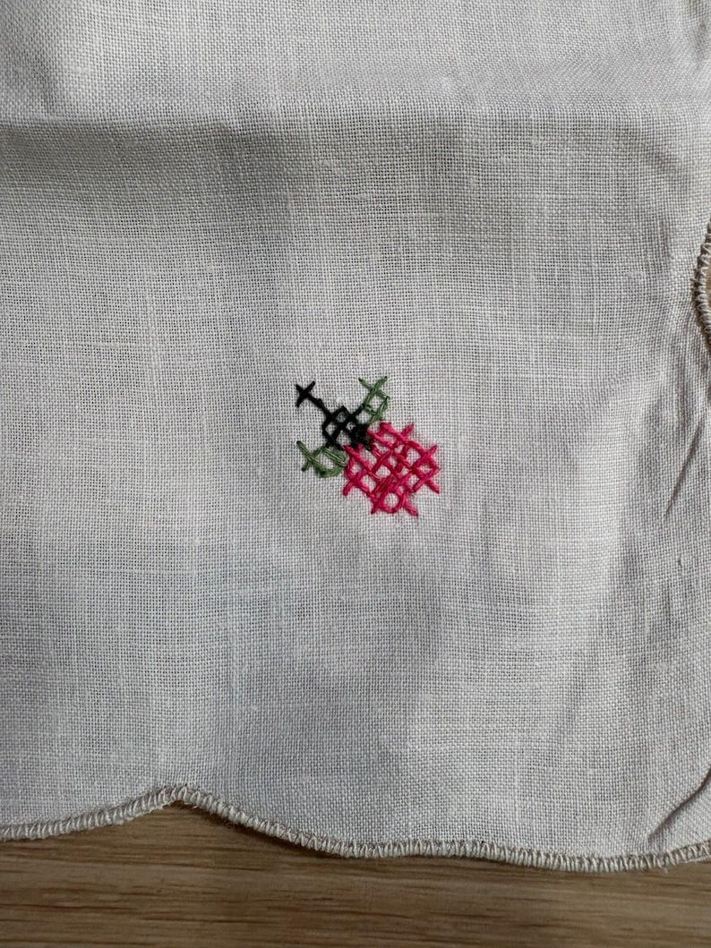 SET of 10 Vintage 100% Cotton Napkins Ladybug Cross Stitch Edge 16" x 16" image 3