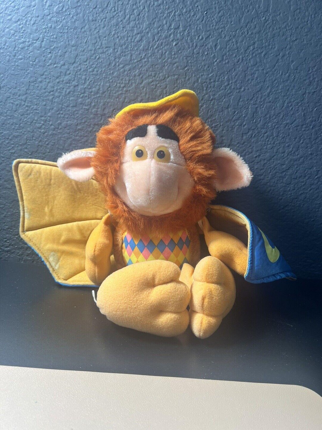 Vtg 1986 Hasbro Wing Dings Glider Bat Troll Plush Wings Stuffed