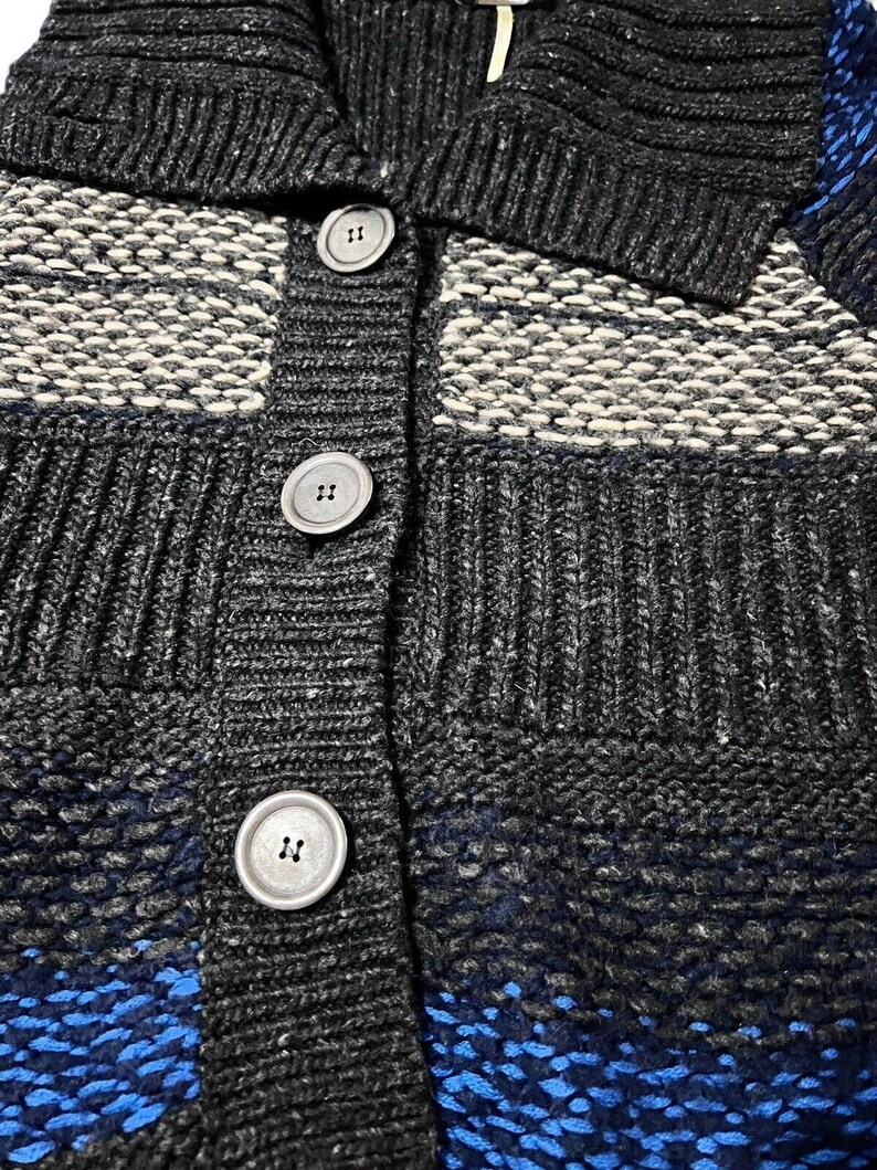 Sweter kardigan Free People z dekoltem w serek, szaro-niebieski, limonkowy, w paski, rozmiar XS zdjęcie 2