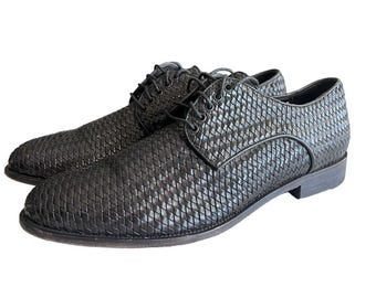 Lace-up shoes Brecos Woven Leather Made On Italy - Men's Shoes Size 43 (10)