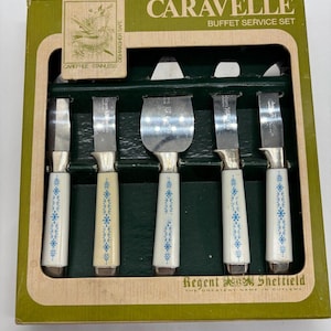 Caravelle Regent Sheffield 5 Pc Buffet Set Blue Snowflake Starburst Pattern