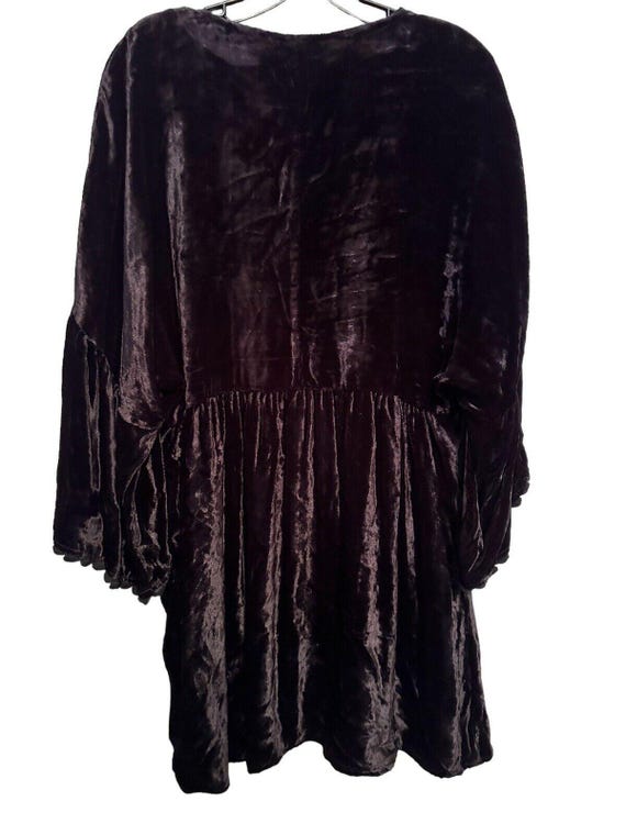 Uncle Frank Portrail Neckline Velvet Black Dress Size M Embroidered Flowers