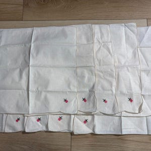 SET of 10 Vintage 100% Cotton Napkins Ladybug Cross Stitch Edge 16" x 16" image 1