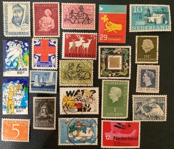 20 NETHERLANDS Vintage Postage Stamps for collectors or crafting collage  cards altered art scrapbooks junk journals philately 4b