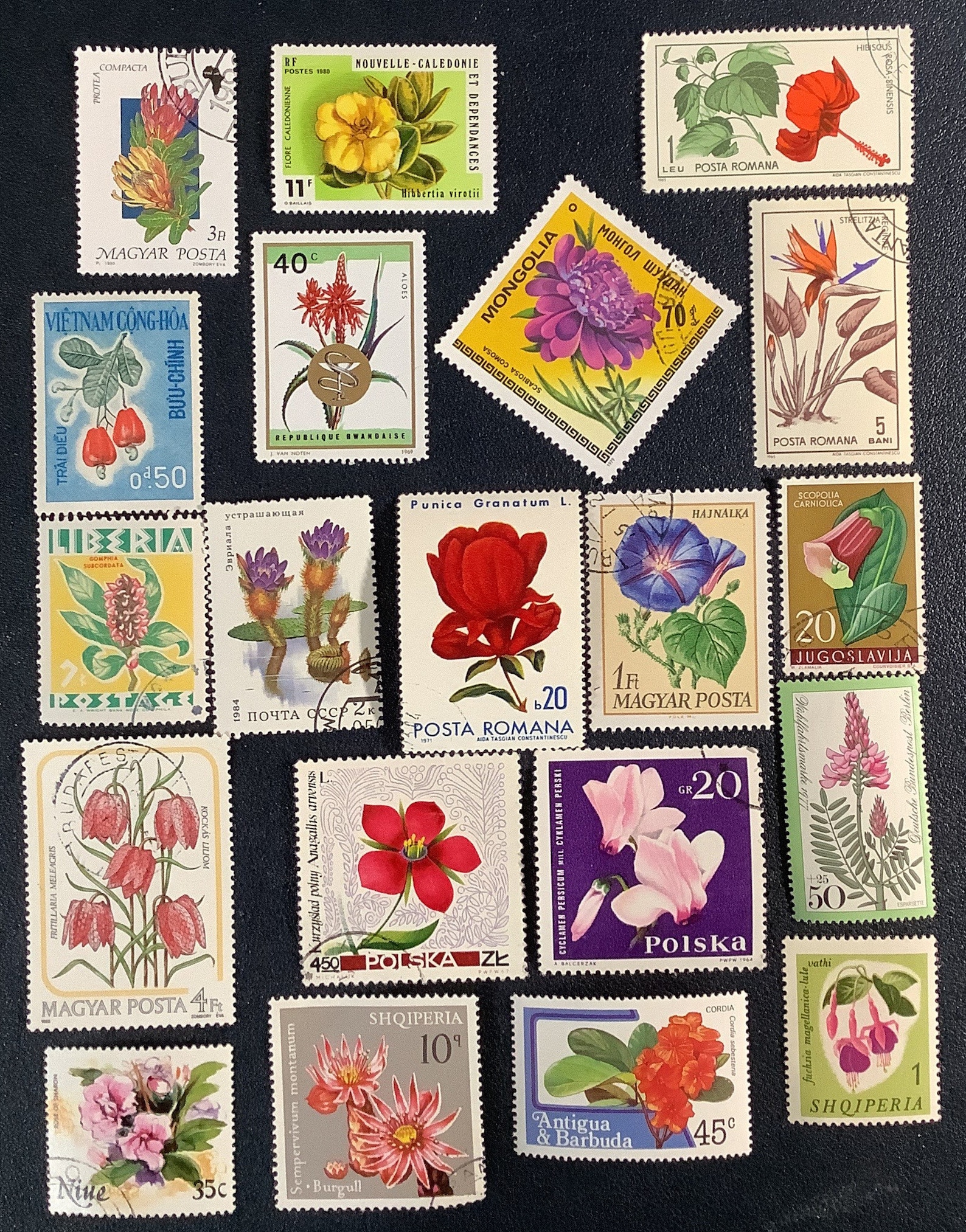 20 TROPICAL FLOWERS Vintage Postage Stamps Hibiscus bird of | Etsy