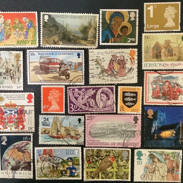 20 England U.K. Great BRITAIN Vintage Postage Stamps for journals crafts  crafting collage cards altered art scrapbooks stamp album 53c