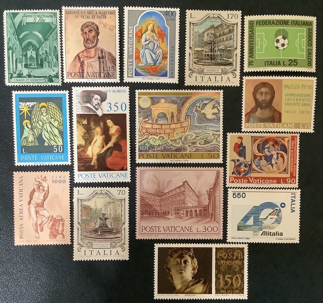15 ITALY SCENES Rome Vintage Mint Postage Stamps Vatican for Journals ...