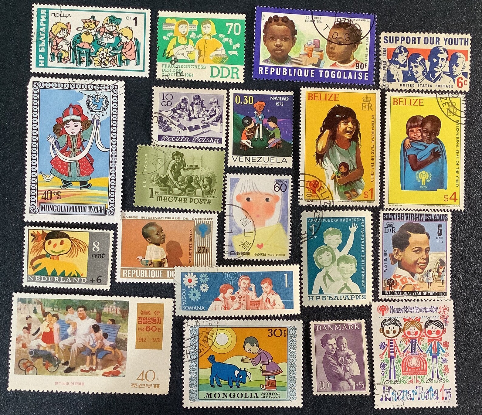20 CHILDREN Vintage World Postage Stamps kids teens for Etsy