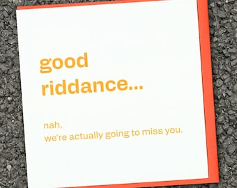Leaving Card - Funny Farewell Card for Work Friend, Cheeky Goodbye Office Card