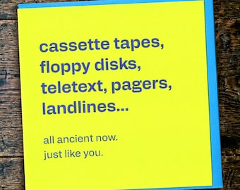 Funny Retro Tech Birthday Card – Nostalgic Throwback Humour for Him or Her