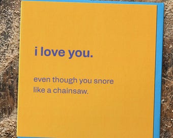 Funny Love Card – Snoring Greeting for Partner, Boyfriend, Husband | Birthday or Anniversary