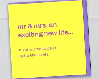 Funny Wedding Card – Mr & Mrs, Cheeky Bride Groom Greeting