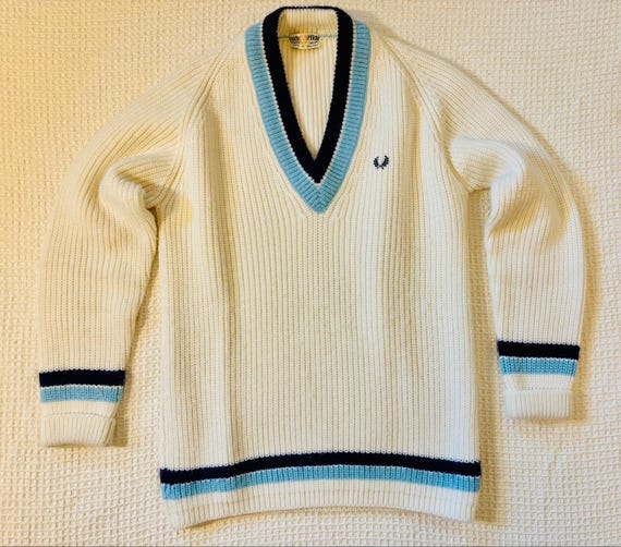 Fred Perry, vintage Fred Perry V-neck / cricket tennis wool sweater old money preppy Ivy League