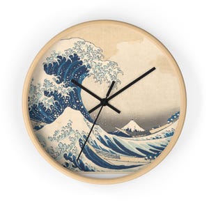 Japan Ukiyoe kustvågsväggklocka - Vintage konstdekor, nautiska heminredningsdetaljer, unik present, strandvibbar, havsinspirerad klocka