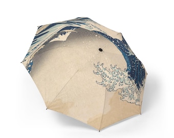 Japan Ukiyoe Print Umbrella | Foldable Travel Umbrella | Unique Gift for Outdoors | Compact Rain Gear | Stylish Weather Accessory, Japanese
