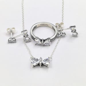 pandora silver s925 ale sparkling bow jewelry set