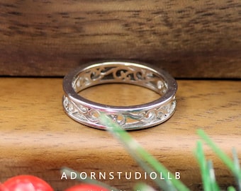 Flower Openwork S925 Sterling Silver Ring Celtic Style Ladies Ring